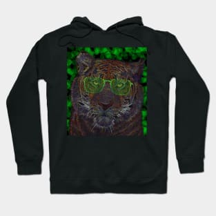 Cool Tiger with Green Glasses Hoodie